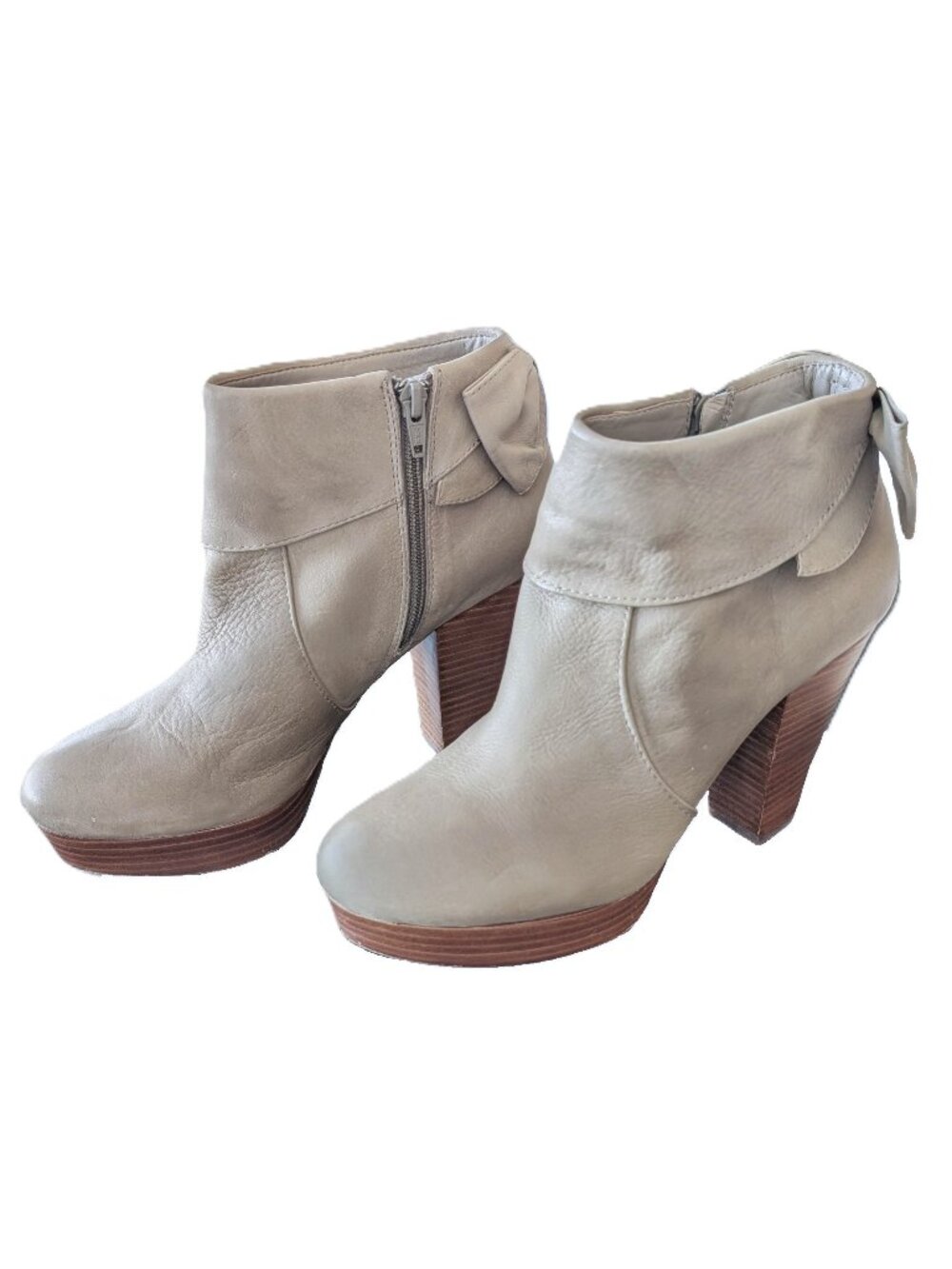 Gianni Bini Leather Platform Ankle Booties with Bow | Size 9.5